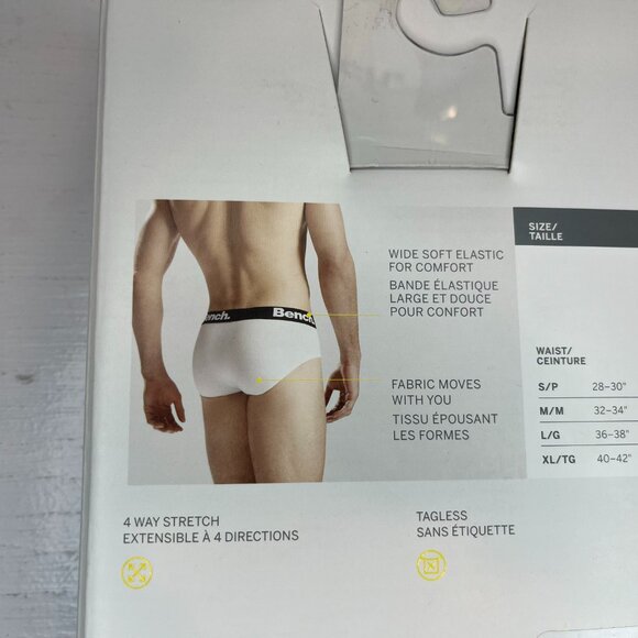 Bench Men's 4pk White Cotton Stretch Briefs - NWT - Picture 6 of 6